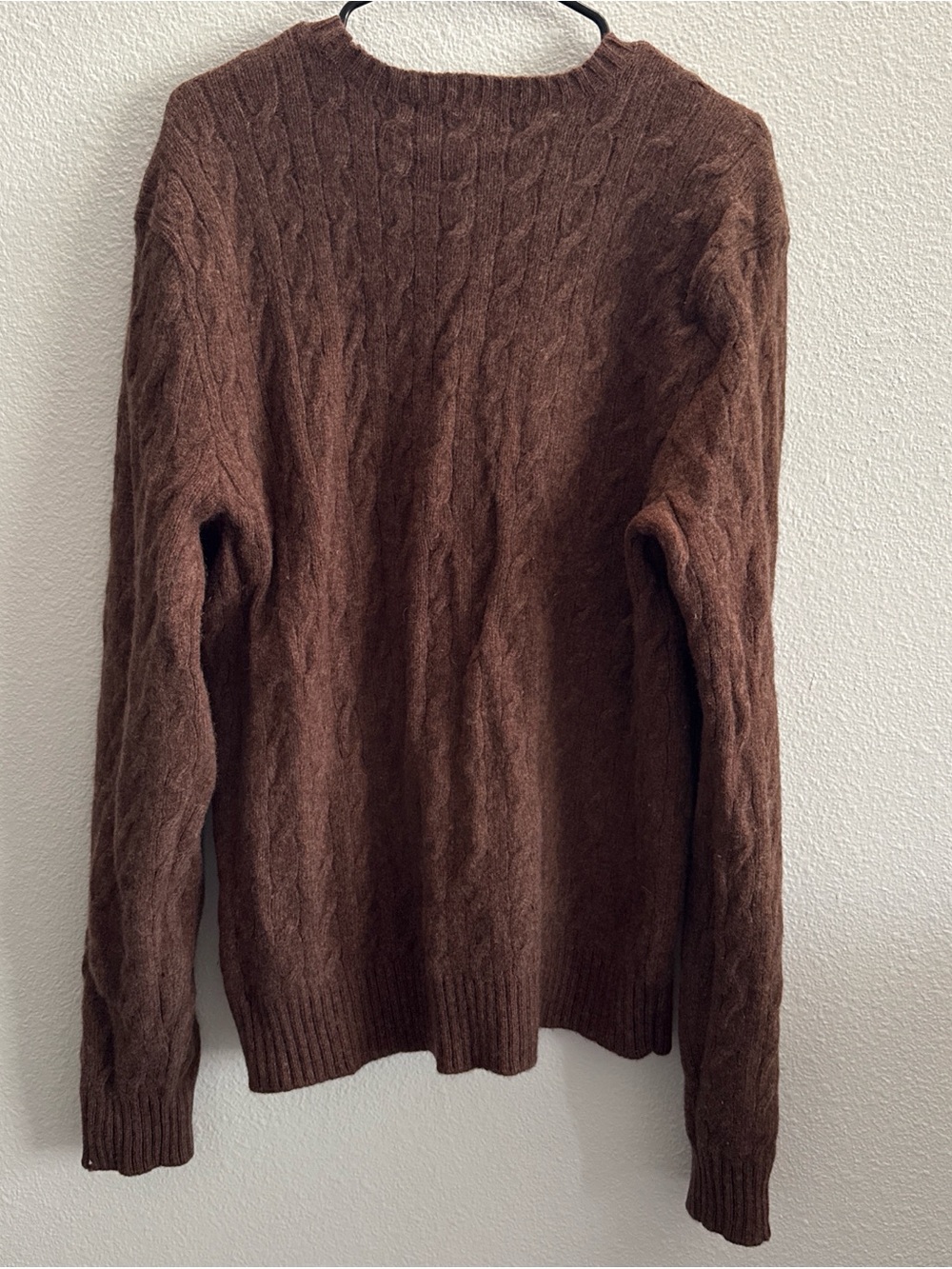 Polo Ralph Lauren Brown Cable Knit Merino Wool Angora Sweater XL - Picture 2 of 8
